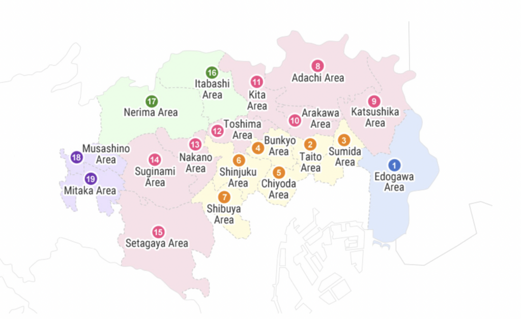機場定額計程車，定額計程車定義19個區域，每個區域費用固定